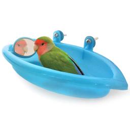 Banheira de aves com espelho para aves, pequeno e oval, acessórios para gaiola de animais de estimação, papagaio, chuveiro, banho, suprimentos de banho, caixa de equilíbrio - Image 2