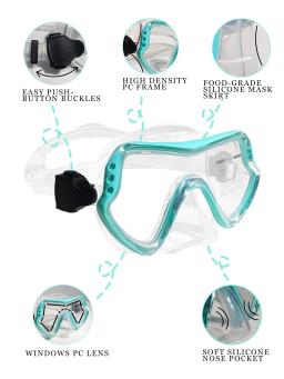 Máscaras de mergulho profissional conjunto para adultos, saia de silicone snorkeling, óculos anti-nevoeiro, óculos, equipamento de piscina - Image 5