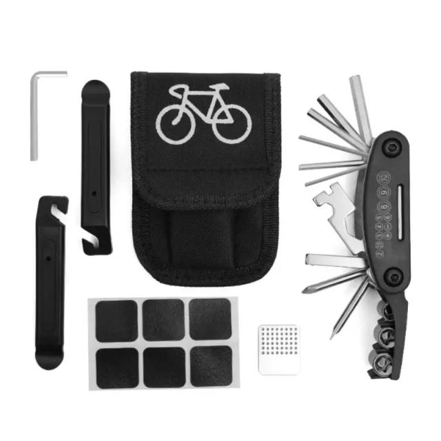 Conjunto de Ferramentas Portátil para Reparação de Mountain Bike com Saco - Kit Multiuso para Emergências e Reparos de Pneus