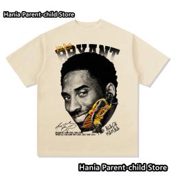Camiseta esportiva memorial estrela de basquete masculina, camiseta de algodão de kobe, tops respiráveis, camiseta casual com gola redonda adulta, verão - Image 1