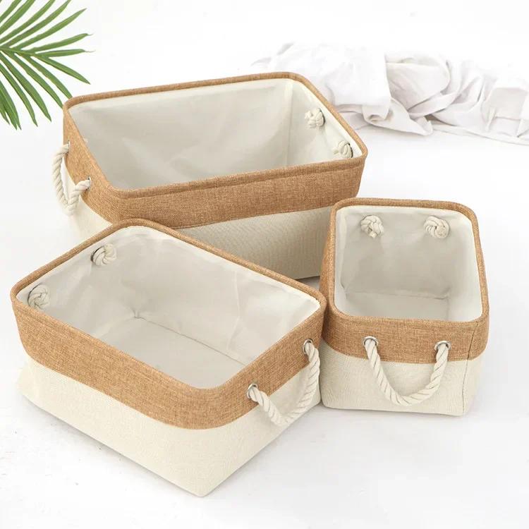 Algodão Dobrável e Cesta De Armazenamento De Linho, Classificando e Organizando Itens, Cestas De Armazenamento, Cesta Tecida - Image 1