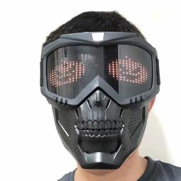 Bluetooth app rgb halloween crânio brilhante led sinal cosplay festa de carnaval paintball jogo combate militar rosto máscara protetora - Image 2