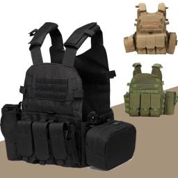 Colete tático com bolsa de nylon, armadura, placa de caça, acessórios airsoft, combate, jogo cs, segurança, 6094 - Image 1