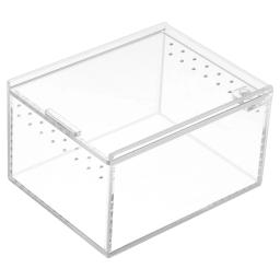 Terrário acrílico rastejando pet caixa de viagem reptisoil transportadora sapo escalada recipiente de alimentação caso transparente para réptil - Image 1
