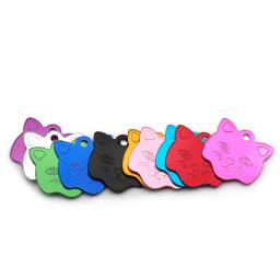 Atacado 20pcs cat ID tag gatos nome tag pingente alumínio pet acessórios rosto placa de identificação personalizado tag para gatos colar - Image 4