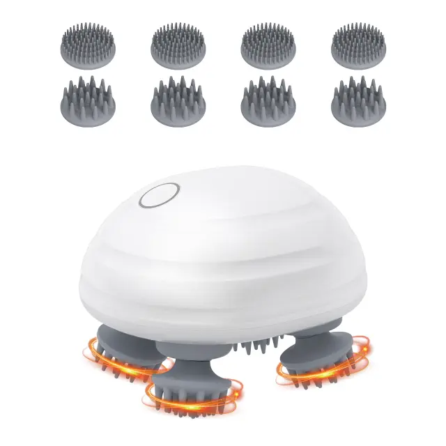 Massageador Elétrico ORIA para Cães e Gatos com 8 Cabeças Removíveis - Cuidados de Saúde e Relaxamento para Pets