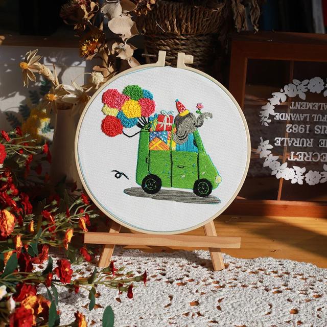 Kit de Bordado de Animais de Desenhos Animados: Baleia, DIY, Costura à Mão com Aro de 20cm
