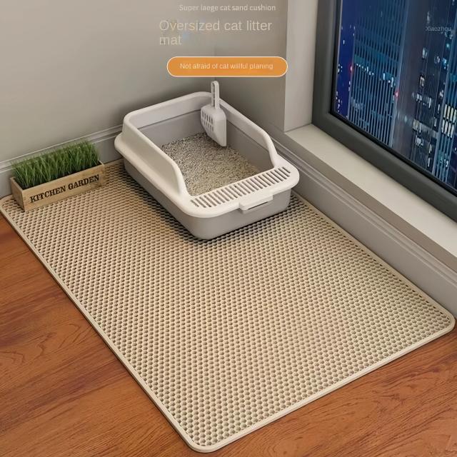 Tapete Impermeável Grande para Areia de Gato, Com Dupla Camada e Antiderrapante, Lavável e Ideal para Manter a Limpeza