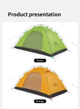 Naturehike-Tenda de Acampamento Série P Ultra Leve, 2 Pessoas Tenda, UPF 40 + UV Camada Única Tenda, portátil, Silicone, ao ar livre, impermeável - Image 2