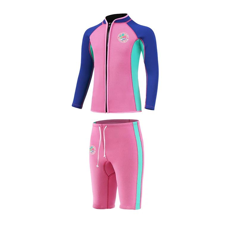 Terno de mergulho infantil em neoprene, maiô de 2 peças altamente elástico para surf e natação, traje profissional para crianças - Image 1