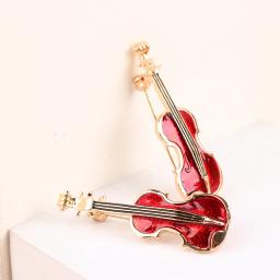 Elegante Violino Vermelho Pin Broches para Senhora, Cristal Strass, Instrumentos Musicais, Broche Pin, Acessórios de Jóias, Moda, 1Pc - Image 3