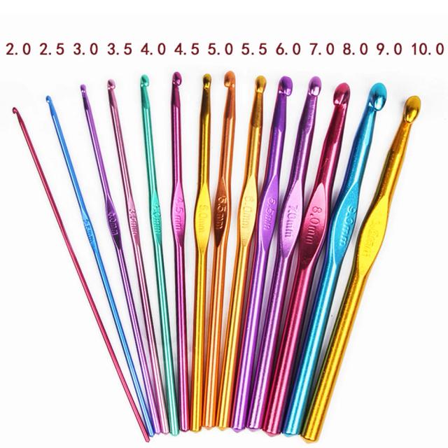 Conjunto Completo de Agulhas de Tricô e Ganchos Tunisinos de Alumínio em Cores Sortidas – Kit DIY com Tamanhos Variados de 2mm a 10mm