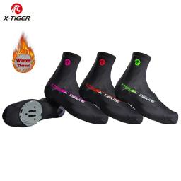 X-TIGER ciclismo esporte sapato capa de inverno bota cobre quente térmico à prova vento overshoes mtb bicicleta equitação sapatos de corrida protetor - Image 1