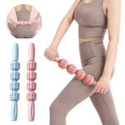 Vara de massagem rolo bezerro massagem muscular rolo cervical pescoço ombro volta muscular relaxante yoga lobo dentes vara - Image 1