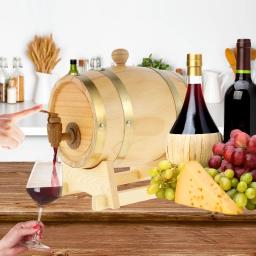 Barril De Vinho De Madeira Com Torneira, Barril De Cerveja De Madeira De Pinho, Selagem De Barril De Uísque Dispenser, Balde De Armazenamento De Brandy, 1.5L - Image 6