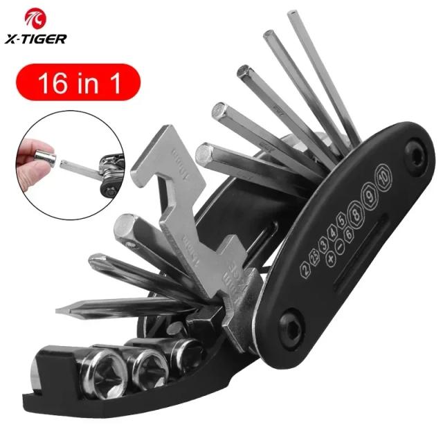 Kit de Reparação X-TIGER 11 em 1 para Bicicletas: Ferramenta Multifuncional Compacta para MTB e Estrada