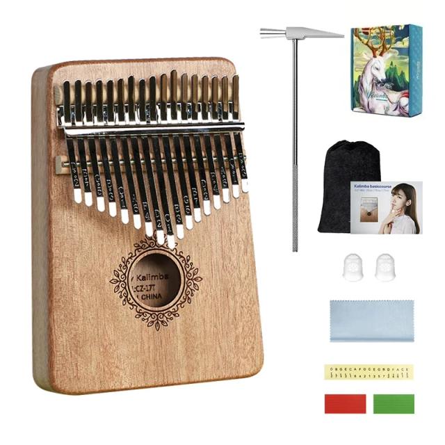 Kalimba de Mogno com 17 Teclas e Acessórios - Ideal para Iniciantes e Amantes de Música Acústica