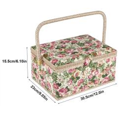 Cesta De Costura Impressa Floral com Alça, Caixa De Artesanato De Tecido, Armazenamento Diversos, Organizador doméstico - Image 6