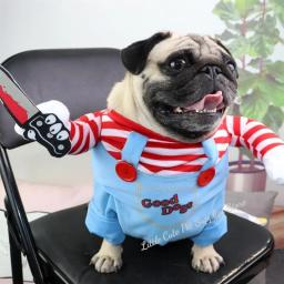 Traje Cosplay de Boneca Mortal Assustador para Animais de Estimação, Roupa Confortável de Halloween para Cães e Gatos, Trajes Chucky, Trajes Versáteis, 1 Conjunto - Image 2