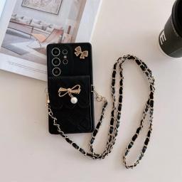 3d bowknot crossbody titular do cartão carteira caso de telefone para samsung galaxy s25 ultra s24 s23 s21 s20 fe s22 + mais nota 20 capa macia - Image 5