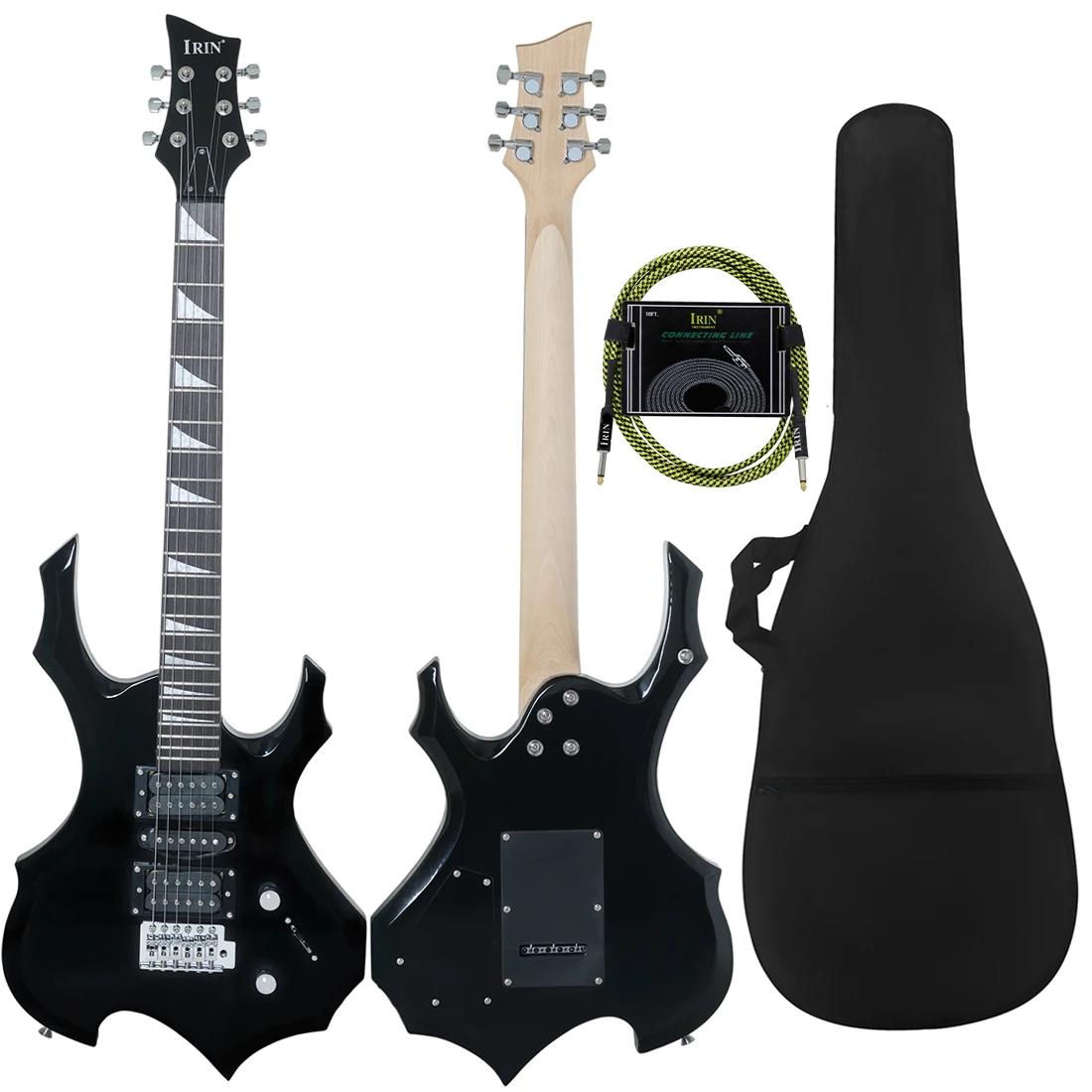 IRIN-Black Flame Guitarra Elétrica Conjunto com Saco, 24 Trastes, Corpo de Bege, 6 Cordas, Strap, Amp Picks Peças - Image 1