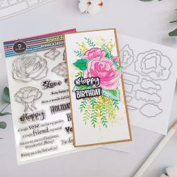 Metal Corte Matriças para Scrapbooking Papel Artesanato, Selos Transparentes, Stencils De Metal, Folha De Placa, Alinacute Flor Rosa, Corte - Image 4