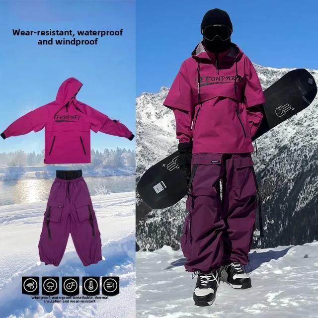 Conjunto de Terno de Snowboard Feminino e Masculino Impermeável e Quente - Estilo Americano