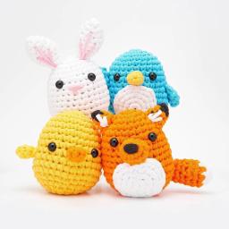 Kit de crochê para crianças, fio de tricô de algodão, agulhas de rosca, ferramentas de tricô, artesanato animal para iniciantes - Image 2