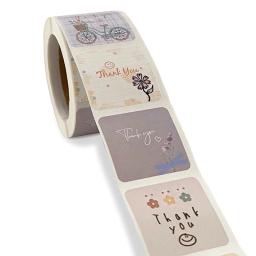 Cute Cartoon Floral Obrigado Adesivos, Feriado, Decoração De Presentes De Festa De Casamento, Selo Adesivo, Etiquetas De Envelope, Bonito, 300pcs por rolo - Image 3