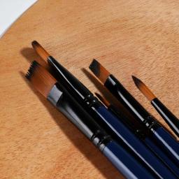 Deli-Acrílico Conjunto de Pincéis para Artistas, Suporte de Nylon Macio, Pincel Pintura Azul, Estilo Múltiplo para Arte Suprimentos, 6PCs - Image 6