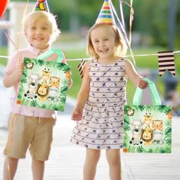 Sacos de presente não tecidos para crianças, tema de animais da selva, favores de festa, sacola de doces portáteis, festa de aniversário - Image 5
