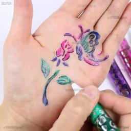 6 conjunto de cores lavável glitter tatuagem gel caneta tinta 1.0mm ponta arte graffiti desenho pintura marcação diy decoração da pele papelaria - Image 3