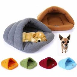 Velo polar macio camas para cães de estimação inverno quente animais de estimação esteira aquecida pequeno canil do cão casa para filhote de cachorro gatos saco de dormir ninho camas caverna - Image 1
