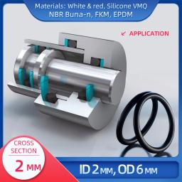 O anel cs 2 mm id 2 mm od 6 mm material com silicone vmq nbr fkm epdm oring seal gaske - Image 5