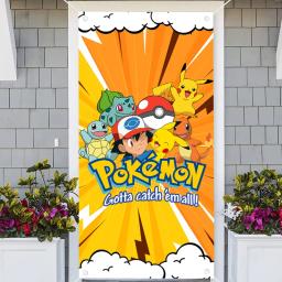 Pokémon Door Decorações Banner, Pikachu Bem-vindo Porta Capa, Foto Props, Fontes De Festa De Aniversário para Crianças - Image 1