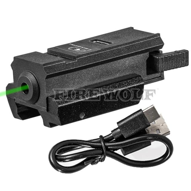 Mira laser tática vermelha e verde, arma recarregável por usb, mira laser para rifle, pistola de airsoft, ponteiro laser de tiro