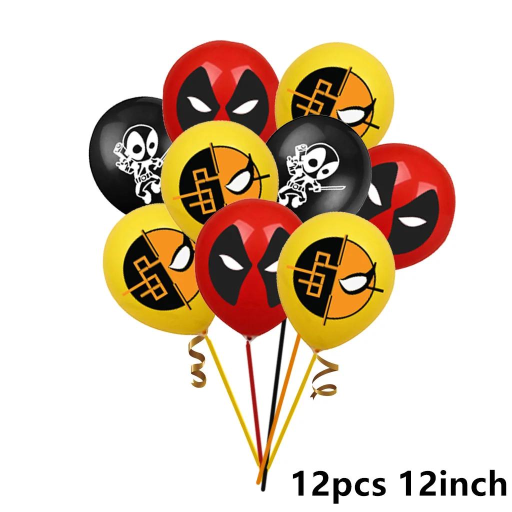 Vingadores Látex Deadpool Balões, Feliz Aniversário, Super Herói, Decorações de Festa, Suprimentos para Crianças, Presente do Menino, 12Pcs, 16Pcs, 12" - Image 1