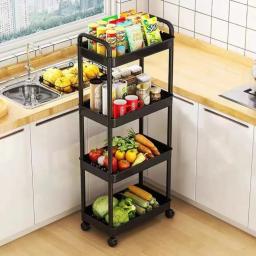 Carrinho de armazenamento doméstico multi-camada, rack universal multi-camada, carrinho de armazenamento de rolamento doméstico, estante pequena, quente - Image 2