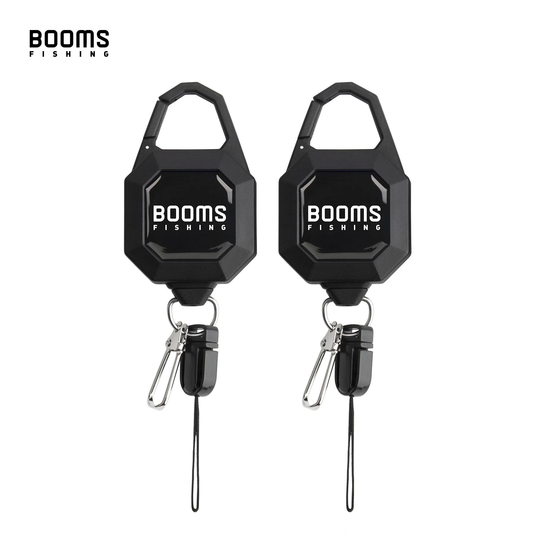Booms pesca rg4 2 pçs ferramenta de pesca com mosca retractor travamento engrenagem tether resistente chaveiro dadge cabo retrátil accessorie - Image 1