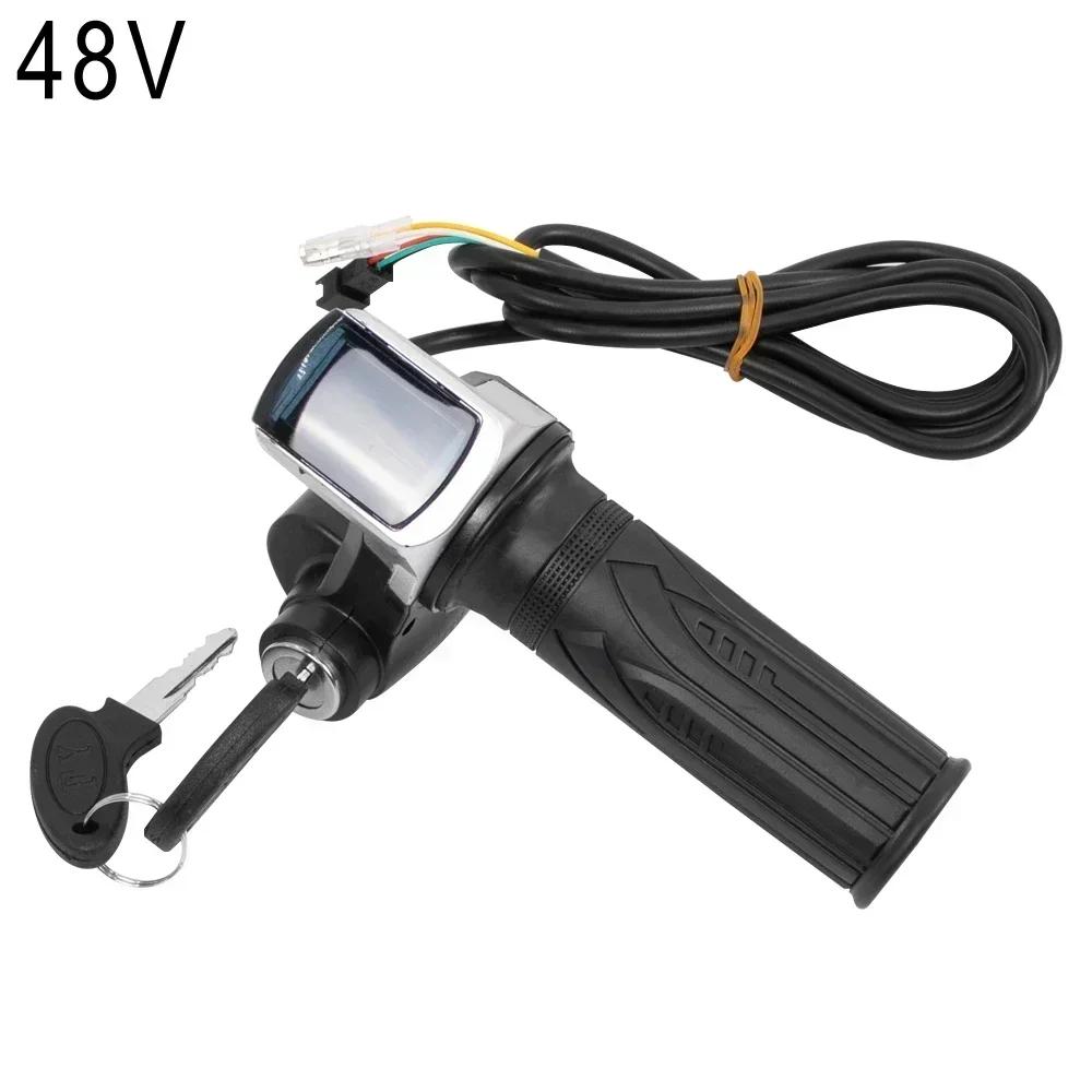 36v 48v 60v bicicleta elétrica aperto do acelerador e-bike guiador com bloqueio ebike scooter acelerador indicador de energia chave display led - Image 1