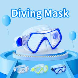 Óculos de natação para crianças Máscara de mergulho profissional de vidro temperado antiembaçante Máscaras de snorkel para natação com protetor nasal - Image 1