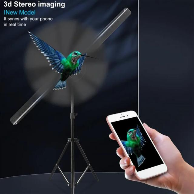 Projetor Holográfico 3D com Ventilador: Decoração Natalina e LED para Festas, Casamentos e DIY com Conexão Wi-Fi
