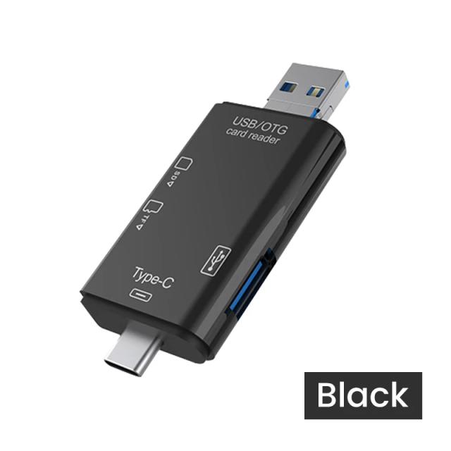Leitor de Cartão Multifunções 6 em 1 OTG USB 2.0 Tipo C