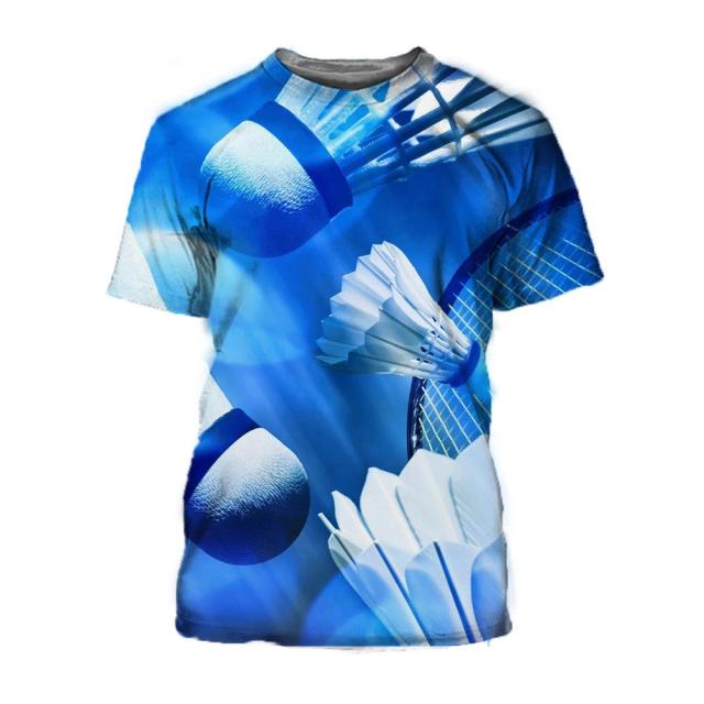 3D Badminton T-shirt Masculina e Feminina Manga Curta