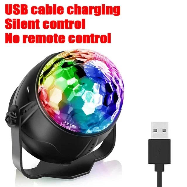 Luz LED Estroboscópica Rotativa para DJ com Controle Remoto - Bola Mágica RGB para Festas, Natal e Eventos em Clubes