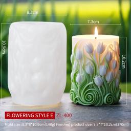 Moldes De Vela De Silicone Cilíndrico, Molde De Flores, DIY, Aromaterapia, Sabão Fazendo Produtos - Image 4