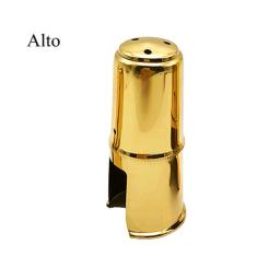 Alto Soprano Tenor Saxofone Metal boquilha Cap, Ouro chapeado protetor Cap, Latão instrumentos - Image 4