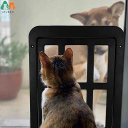 Atuban-Dog porta deslizante com fecho magnético, tela para cães com fechadura, porta para cães e gatos, branco fácil instalação, 11x13" - Image 6