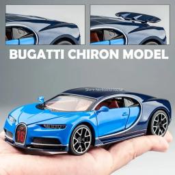 Bugatti Chiron Alloy Sport Car Toy, Metal fundido, veículos em miniatura com luz sonora, puxar brinquedos colecionáveis, 1:32 - Image 3