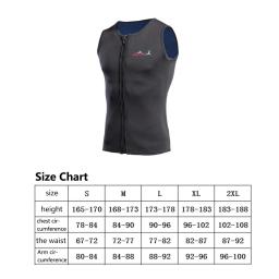Colete de neoprene masculino com zíper completo, jaqueta quente, sem mangas, protetor solar, água fria, mergulho, surf, top, 2mm - Image 6